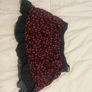 Floral Skirt with Polka Dot Waistband
